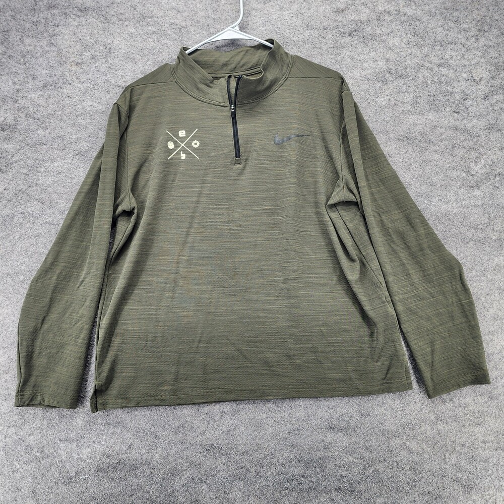 Nike Pullover Womens Medium Dri Fit 1/4 Zip Long Sleeve Green Finish Strong